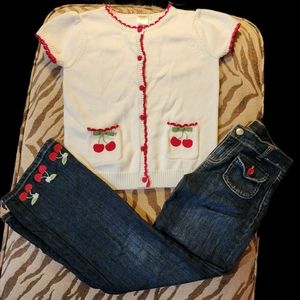 Gymboree Autumn Cherry Sweater/Jeans Set Size 7/8